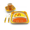 Wholesale bamboo fiber material make kids tableware set for car shape